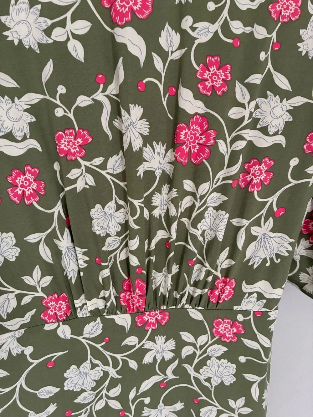 Mango Green Floral Euro Summer Midi Dress Size 4 - Picture 10 of 10